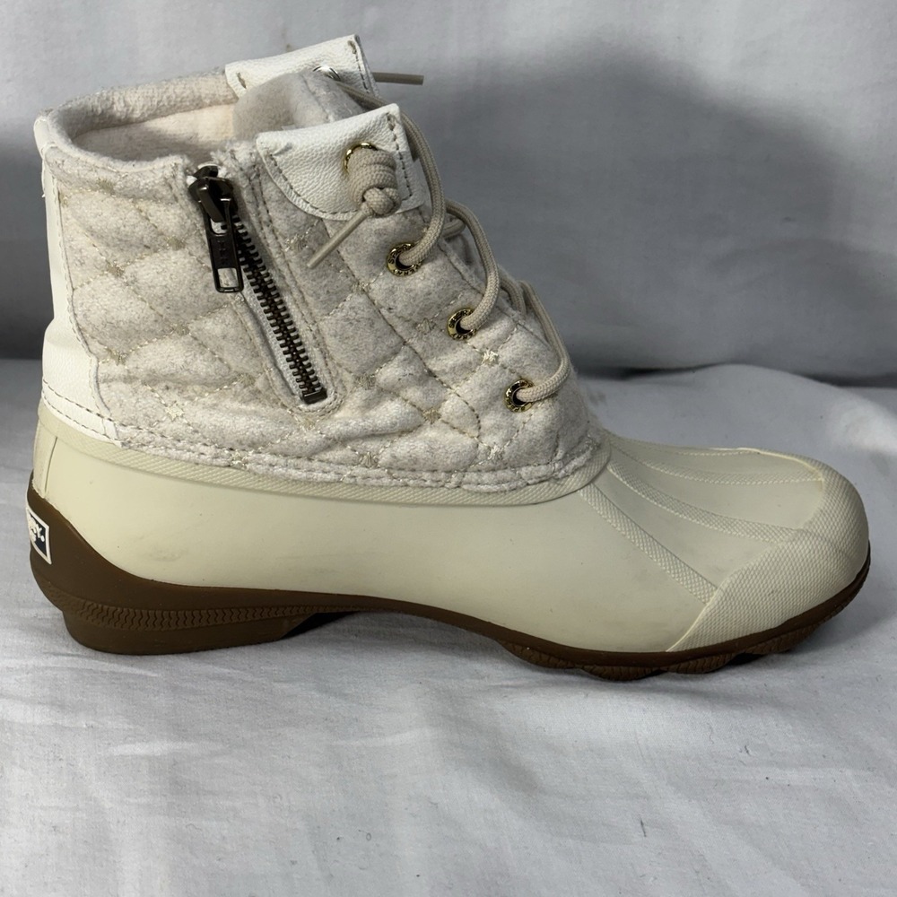 Sperry Women's Syren‎ Gulf Wool Quilt Duck Boots Waterproof Ivory Size 8 M - Picture 5 of 16